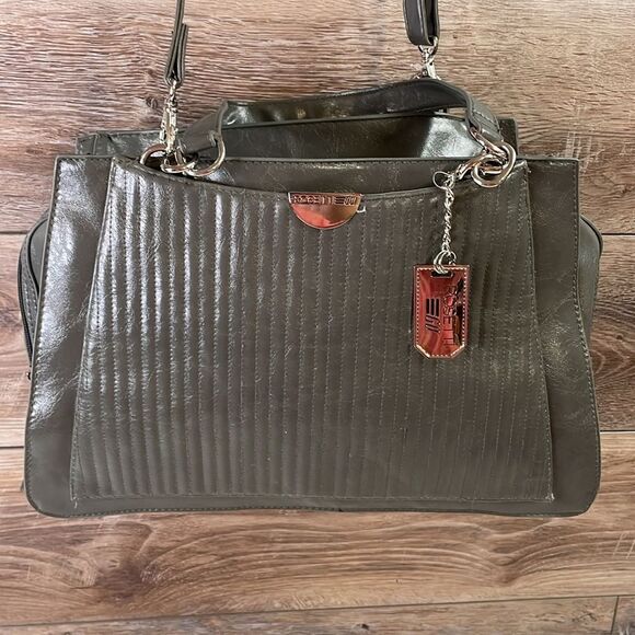 Vintage Rosetti Go Faux Leather Shoulder Handbag Purse  Dark Gray - Picture 1 of 9